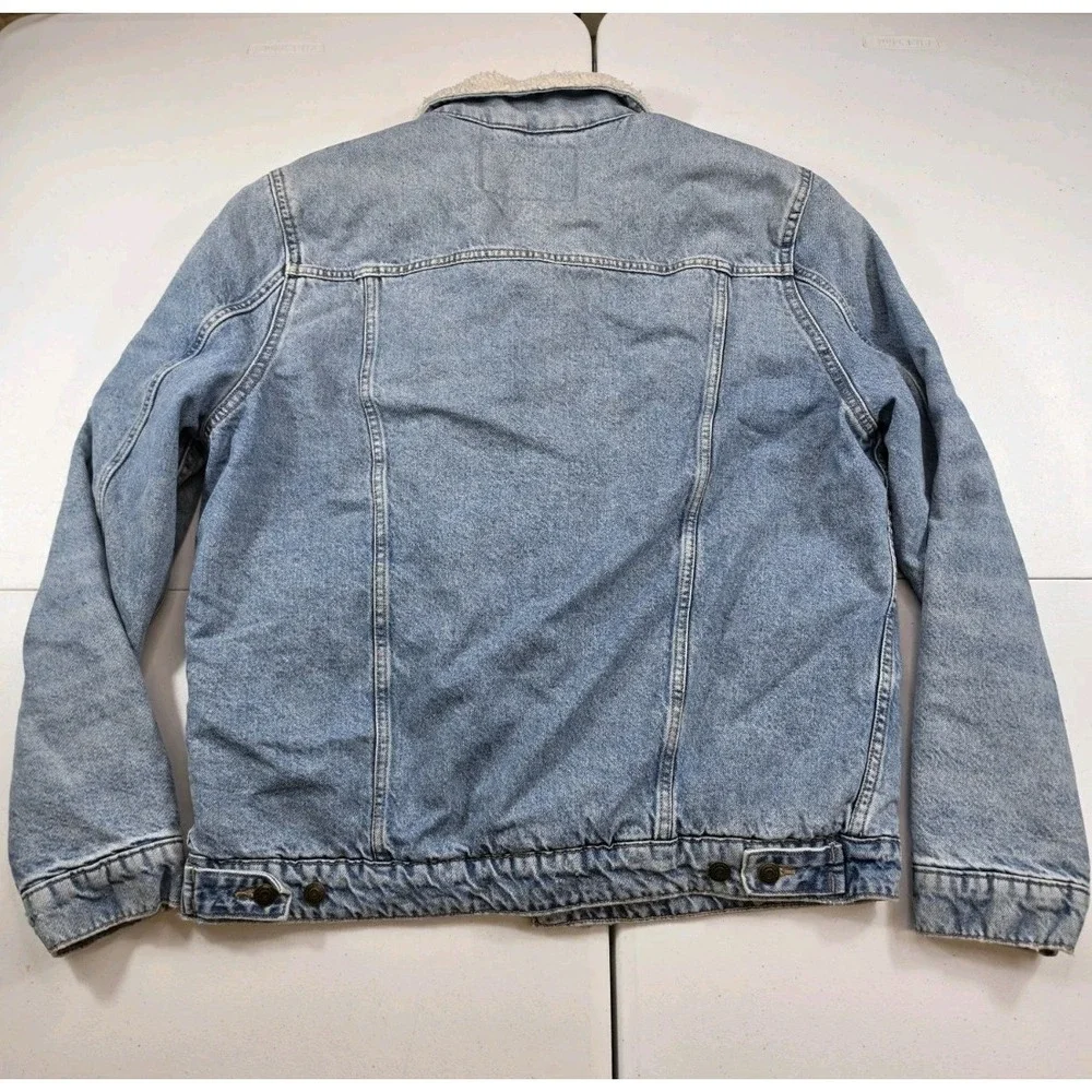 Aeropostale Mens Denim Sherpa Lined Trucker Jacket Size L